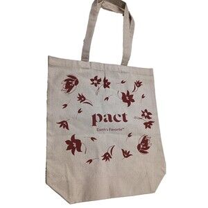 Pact Earth's Favorite 100% Organic Cotton Tote Bag Red Flowers Natural NWOT